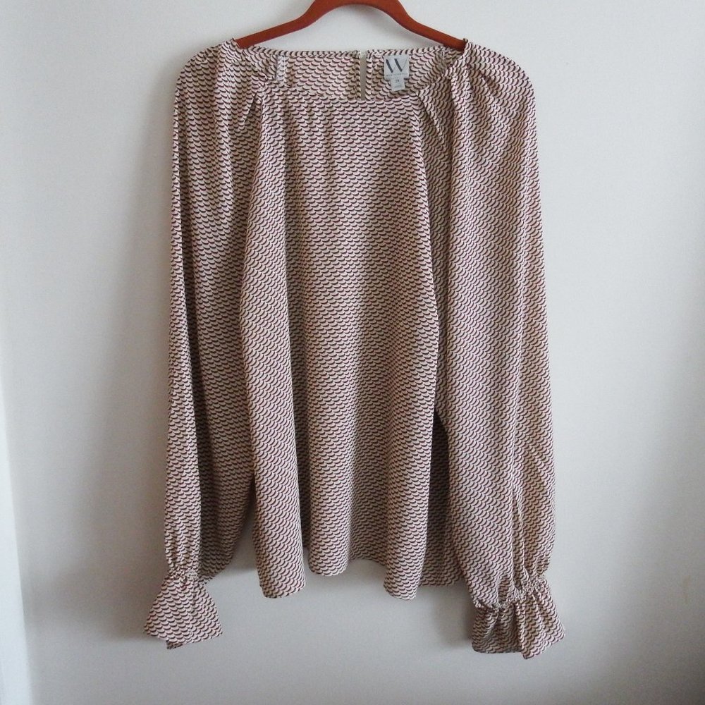 Worthington Womens Brown/Tan/Cream Top  2X